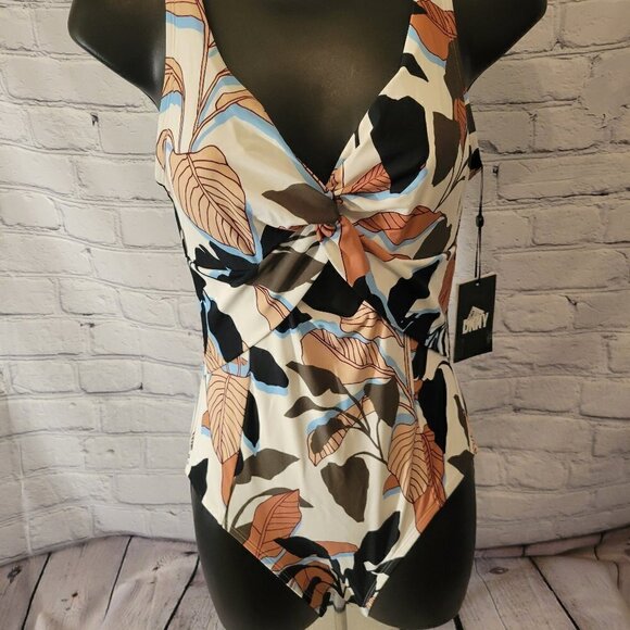 Dkny Twist-Front Cutout One-Piece Swimsuit - Welcome to the Jungle - Picture 1 of 6